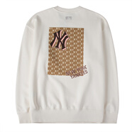 美職棒（MLB）官網(wǎng)男女情侶衛(wèi)衣LIKE系列長袖寬松印花紐約洋基隊NY春秋款套頭衫 紐約洋基/奶油色/建議拍小一碼 M 170/92A