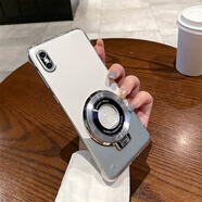 茶太太蘋果X手機殼高級感無邊框保護套iPhonexsmax簡約時尚個性超薄電鍍透明硬殼適用xr創(chuàng)意磁吸支架 【全透明】電鍍無邊框+同款磁吸支架 iPhone X