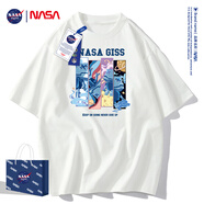 NASA GISSNASA聯(lián)名短袖t恤男國潮China故宮半袖純棉新款夏季寬松男裝 NA1839白色 2XL  建議170-185斤