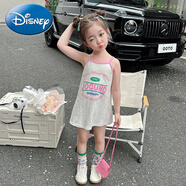 迪士尼女童連衣裙多巴胺女孩穿搭2023夏款洋氣吊帶裙寶寶甜美小童裙子女 白色 90