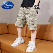 迪士尼（Disney）1-14歲穿的男童短褲夏季新款中大童兒童寬松休閑中褲夏天男孩工裝 卡其色 150