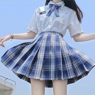 【JK制服官方】正版JK制服套裝學(xué)院風格裙水手裙全套百褶裙女學(xué)生日系不良少女正統(tǒng)校服童女 咩啊+領(lǐng)結(jié)+短袖襯衫 M【尺碼偏小】