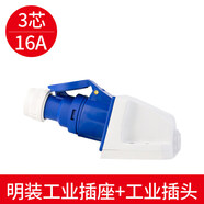 德力西電氣航空工業(yè)插頭三相電3芯5芯32A防水塵IP44明裝暗裝插座連接器 三芯16A插頭+明裝插座