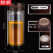 山頭林村鋼化玻璃杯防摔打不碎的大號(hào)套裝防爆男女隨手保溫 璃杯精品雕花500加厚水晶底