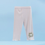 貝貝怡童裝打底褲女童夏季薄款兒童七分褲新款外穿童褲 粉色 24個(gè)月/身高90cm
