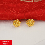 覓倩（MiQian）仿制沙金耳釘女士耳棒仿金色花瓣歐幣首飾 金玫瑰