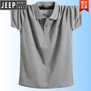 JEEP SPIRIT加肥加大寬松短袖T恤男肥佬胖子有領(lǐng)夏季領(lǐng)半袖體恤帶領(lǐng)上衣男裝 1808淺灰色 XL 可能偏大，建議買(mǎi)小一碼