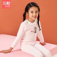 三槍保暖內衣套裝全棉兒童三層空氣棉女孩 秋冬季男孩夾棉內衣暖棉A類(lèi) 女粉色米妮（圓領(lǐng)） 160 適合身高146-160/體重76-95斤