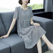 全鶯月碎花棉綢連衣裙女夏季時(shí)尚可外穿中長(cháng)款ma媽洋氣顯瘦寬松裙子 1號花 M建議70-95斤