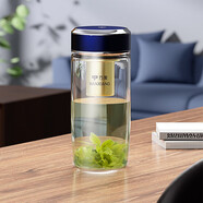萬象（WANXIANG）單層抗菌玻璃杯男女士辦公高檔送禮泡茶耐高溫茶杯車載商務水杯子 TU55-夜光藍