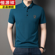 恒源祥短袖t恤男士加肥加大碼夏季全棉肥佬薄款翻領(lǐng)胖子中年寬松體恤衫 墨綠 8210 195/5XL/220-240斤穿 寬松版型