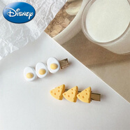 迪士尼（Disney）可愛仿真包子餃子發(fā)夾超萌食玩發(fā)飾手工邊夾劉海夾少女學(xué)院風(fēng)卡子 雞蛋+芝士【2個(gè)裝】