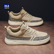 海瀾之家（HLA）男鞋經(jīng)典板鞋男2025秋冬新款透氣復(fù)古休閑鞋男士運(yùn)動(dòng)鞋百搭鞋子男 沙色（升級(jí)款）皮鞋碼 44 此款為皮鞋碼=運(yùn)動(dòng)鞋碼45