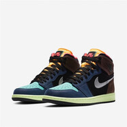 耐克（NIKE）男女鞋AIR JORDAN 1 HIGH AJ1 舒適休閑籃球鞋 555088-575441-201彩色拼接 38.5