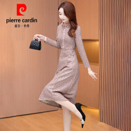 皮爾卡丹喜婆婆婚宴裝長(cháng)袖連衣裙女2025新款春秋季婚禮喜媽媽禮服旗袍針織 粉色 L (適合106-115斤)