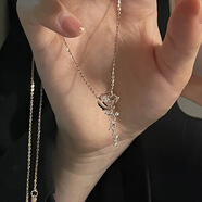 虔生緣玫瑰花項(xiàng)鏈女法式復(fù)古仿閃鉆小花鎖骨鏈輕奢簡約花朵項(xiàng)飾 玫瑰花項(xiàng)鏈玫瑰金色【禮盒包裝】