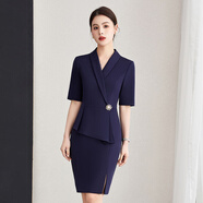 羅蒙職業(yè)連衣裙時(shí)尚氣質(zhì)女神范名媛ol風(fēng)格西裝裙子高端新款正裝連衣裙 藏青色連衣裙 M