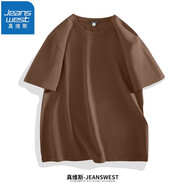 真維斯（JEANSWEST）重磅短袖T恤男汗衫小眾t恤潮流ins風(fēng)百搭寬松簡(jiǎn)約學(xué)生純棉體恤衫 咖啡 M(體重100斤-110斤)