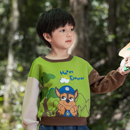 汪汪隊立大功汪汪隊童裝兒童衛衣男童春秋款女童長(cháng)袖衛衣秋裝寶寶衛衣男孩上衣 綠色拼棕色 110