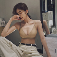 杰麗·莫克（Jerrie Mock）無痕光面性感內衣女聚攏文胸無鋼圈薄大胸顯小收副乳運動胸罩套裝 奶茶膚單文胸 L【適合36/80 ABC】
