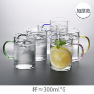 青蘋(píng)果（QINGPINGGUO） 玻璃杯帶把耐熱簡(jiǎn)約牛奶杯ins喝水杯家用客廳泡茶杯家庭杯子套裝 300ml六色裝