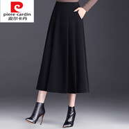 皮爾卡丹（pierre cardin）針織西裝a字裙半身裙長(cháng)裙春秋冬季2025新款百褶裙顯瘦洋氣大擺裙 黑色 4XL 建議146-155斤