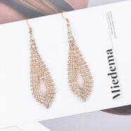 奧飄歐美風(fēng)氣質(zhì)個(gè)性大氣晚禮服夜店夸張大耳環(huán) 新娘結婚滿(mǎn)鉆耳墜 耳夾 金色有耳洞耳鉤款