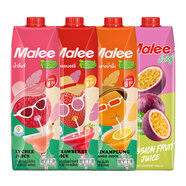 瑪麗（MALEE）泰國進(jìn)口果汁飲料大瓶 草莓汁荔枝汁橙汁百香果汁混合裝1L*4瓶