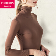 丹語打底衫女高領(lǐng)2021春夏秋冬都可以穿的新款網(wǎng)紗 pang mm 大ma長袖女彈力修身加絨內(nèi)搭小衫 咖啡色 XL