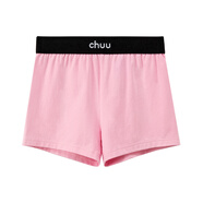 CHUU撞色拼接松緊腰防走光打底褲女士夏季新款修身外穿短褲子 粉色 均碼