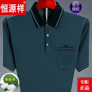 恒源祥 短袖T恤男士桑蠶絲夏季中年半袖爸爸裝加大碼保羅衫 3085-灰色 S 165碼