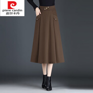 皮爾卡丹（pierre cardin）針織咖色a字裙毛呢半身裙女秋冬中長(zhǎng)款2025秋季高腰顯瘦百褶長(zhǎng)裙 駝色 毛呢冬款 2XL 腰圍2尺3/適合121-130斤