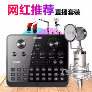 甜甜圈（TTQ） TS-3外置聲卡套裝電腦手機直播設(shè)備全套快手抖音全民K歌主播電音喊麥電容麥克風(fēng)話筒 電音聲卡黑色+金銀色奶瓶麥【送支架+監(jiān)聽耳機】