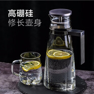 ORTOR涼水壺玻璃家用冷水壺大容量水壺涼水杯可加熱茶水壺果汁壺手柄壺 方柄壺+壺刷1個(gè)+隔熱墊1個(gè) 1.6L