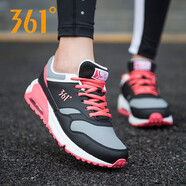 361°女鞋春季新款復(fù)古皮面氣墊跑鞋女學(xué)生運(yùn)動(dòng)鞋減震輕便休閑鞋跑步鞋 烏黑色/10U中灰 36