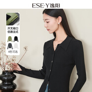 逸陽(yáng)秋新款長(zhǎng)袖針織衫女開(kāi)叉毛衣開(kāi)衫氣質(zhì)修身顯瘦外搭上衣 黑色 M （106-120斤）