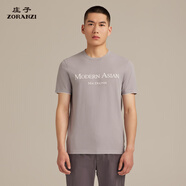 ZORANZI 莊子男裝夏季短袖T恤上衣男士圓領(lǐng)字母印花半袖t恤衫ZBR2002L 淺石灰色-ZBR2002L S 170/92A
