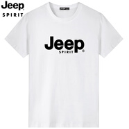 JEEP SPIRIT吉普短袖T恤男夏季新款棉質(zhì)圓領(lǐng)薄款休閑純色大碼體恤上衣寬松 9055白色 2XL / 140-155斤