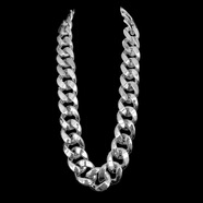 歐美嘻哈夸張大金鏈子裝逼個(gè)性演出道具塑料仿金項鏈夜店配飾年會(huì )表演道具項鏈 銀色90CM