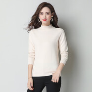 AMNCK品牌羊絨衫女100純山羊絨秋冬女士半高領(lǐng)針織打底衫毛衣鄂爾多市 米白 L 建議110-120斤