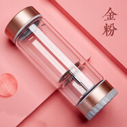 茶之戀茶水分離杯男女高檔雙層玻璃杯過(guò)濾高端便攜泡茶杯高顏值生日禮物 金粉色330ml