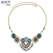 曲美思合金古裝耳環(huán)項鏈套裝民族風(fēng)情古風(fēng)眉心墜前額漢服頭飾額飾毛衣鏈 項鏈