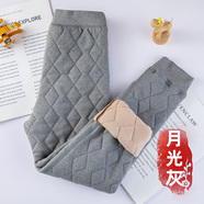 依予青少年高個(gè)子校服神器保暖褲初中高中學(xué)生女孩男大童三層加厚棉褲 灰色(格子女褲) 170