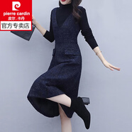 皮爾卡丹女裝毛呢背心連衣裙女裝秋冬季2025年新款大氣馬甲 藏青色 XL 115-130斤