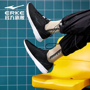 鴻星爾克（ERKE）男鞋運(yùn)動(dòng)鞋季網(wǎng)面休閑鞋情侶輕便跑步鞋男 正黑2028 42