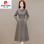 皮爾卡丹（pierre cardin）洋氣質(zhì)格子毛呢娃娃領(lǐng)連衣裙女2025秋冬季新款中年媽l媽40歲 格子 L 【適合106-115斤】