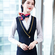 海航空姐制服南航空姐制服職業(yè)西裝套裝鐵航乘務(wù)售樓美容師工作服女 藍(lán)色馬甲 L