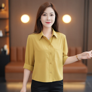 婳如嫣時尚氣質(zhì)襯衫女2025年早秋季新款長袖百搭顯瘦短款小個子洋氣襯衣 鵝蛋黃 L【105-116】