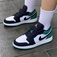 耐克（NIKE）aj1女鞋 AIR JORDAN 1 LOW 低幫防滑減震休閑運動(dòng)復古籃球鞋 553560-113 黑綠腳趾【GS】 36.5