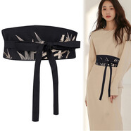 紫心竹寬腰封女布料裝飾連衣裙子收腰外搭漢服古風(fēng)中國風(fēng)刺繡綁帶腰帶女 黑色